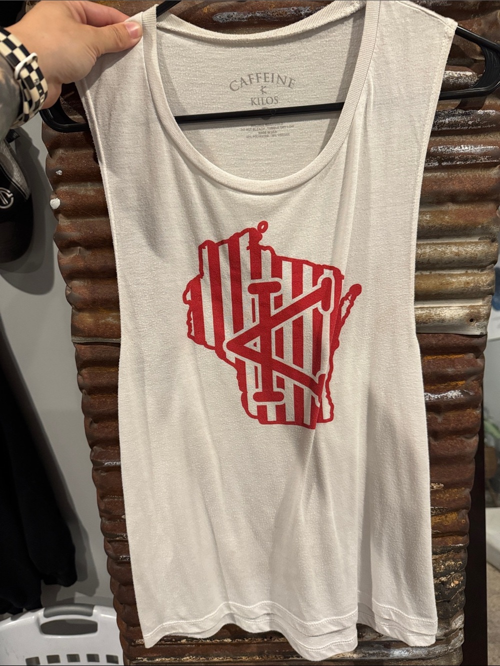 Women's Cream Tank with Red Graphic